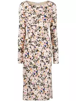 Patrizia Pepe платье миди с принтом Tech Flower, серый