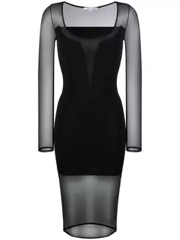 Patrizia Pepe платье миди с прозрачной вставкой, черный