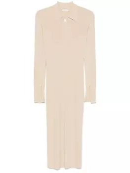 Patrizia Pepe платье миди в рубчик, нейтральный