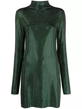 Patrizia Pepe платье мини со стразами, зеленый