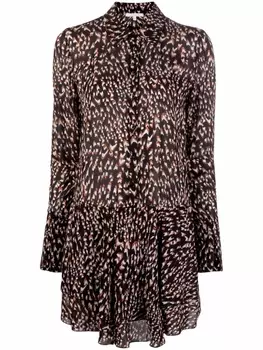 Patrizia Pepe платье-рубашка со сборками и абстрактным принтом, черный