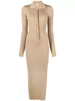 Patrizia Pepe платье-рубашка в рубчик, коричневый