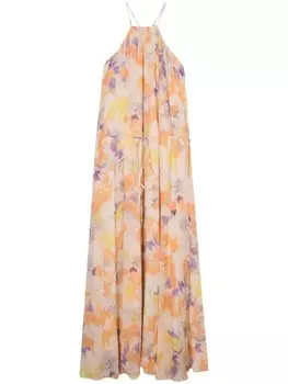 Patrizia Pepe платье с абстрактным узором и логотипом, оранжевый