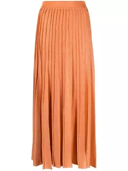 Patrizia Pepe плиссированная юбка миди с блестками, оранжевый