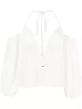 Patrizia Pepe полупрозрачная блузка с вырезом халтер, белый