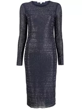 Patrizia Pepe полупрозрачное вечернее платье с кристаллами, синий