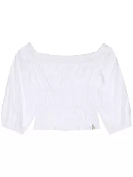 Patrizia Pepe присборенный топ с открытыми плечами, белый