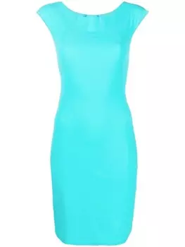 Patrizia Pepe приталенное платье с рукавами кап, синий