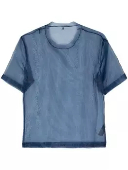 Patrizia Pepe прозрачная футболка из органзы, синий