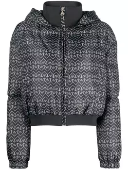 Patrizia Pepe пуховик с капюшоном и монограммой, черный