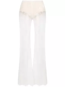 Patrizia Pepe расклешенные брюки из цветочного кружева, белый