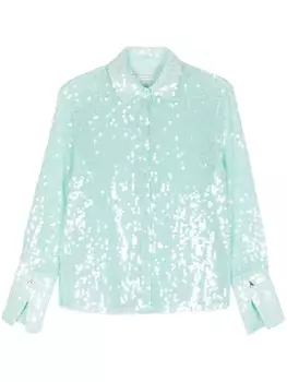 Patrizia Pepe рубашка с пайетками, зеленый
