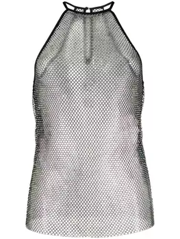 Patrizia Pepe сетчатый топ с кристаллами, черный