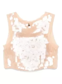 Patrizia Pepe сетчатый топ с пайетками, серый