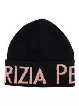 Patrizia Pepe шапка из шерсти с логотипом и жаккардом, черный