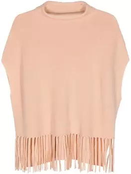 Patrizia Pepe шерстяное пончо с кисточками, нейтральный цвет