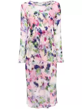 Patrizia Pepe шифоновое платье миди с абстрактным принтом, розовый