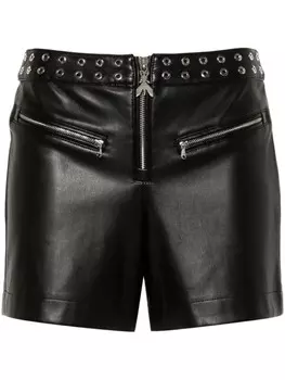 Patrizia Pepe шорты из искусственной кожи с люверсами, черный