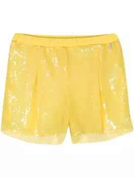 Patrizia Pepe шорты с завышенной талией и пайетками, желтый