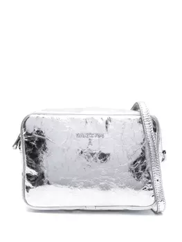 Patrizia Pepe сумка через плечо с эффектом трещин и логотипом, серебристый
