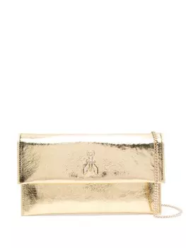 Patrizia Pepe сумка через плечо с эффектом трещин и логотипом, золотистый