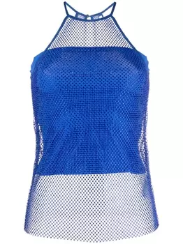 Patrizia Pepe топ без рукавов со стразами, синий