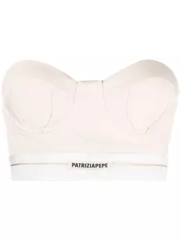 Patrizia Pepe топ-бюстье с нашивкой-логотипом, нейтральный цвет