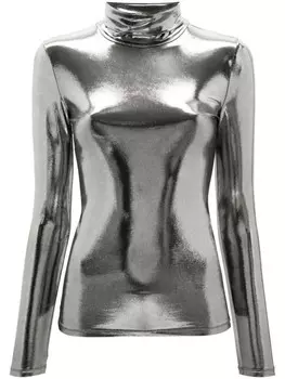 Patrizia Pepe топ из ламе с высоким воротом, серебристый