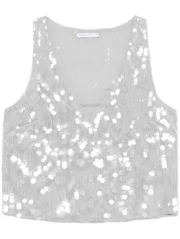 Patrizia Pepe топ с эффектом деграде и пайетками, серый
