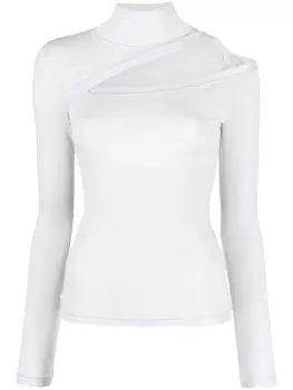 Patrizia Pepe топ с длинными рукавами и вырезом, серый