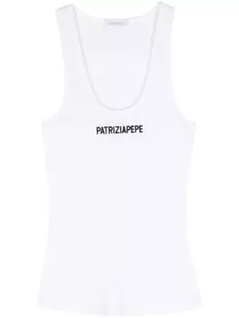 Patrizia Pepe топ с вышитым логотипом, белый