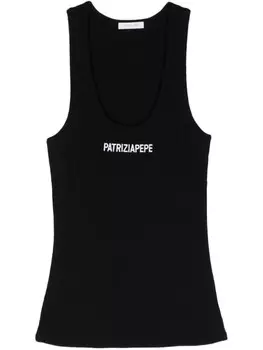Patrizia Pepe топ с вышитым логотипом, черный