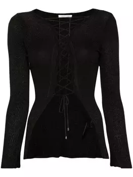 Patrizia Pepe топ со шнуровкой из люрекса, черный
