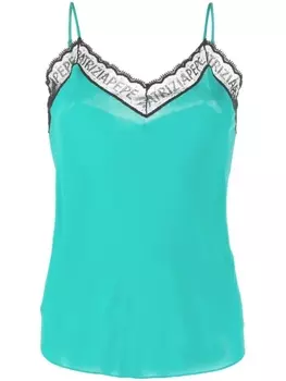Patrizia Pepe топ Tie-Detail с кружевом, зеленый