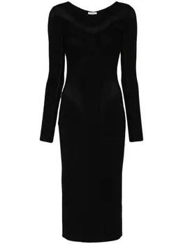 Patrizia Pepe трикотажное платье миди с перфорацией, черный