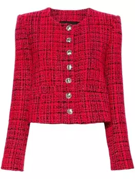 Patrizia Pepe твидовый жакет с круглым вырезом, розовый