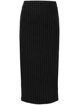 Patrizia Pepe юбка-карандаш в тонкую полоску с оборками, черный