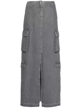 Patrizia Pepe юбка макси с логотипом, серый