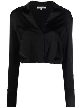 Patrizia Pepe укороченная рубашка из атласа, черный