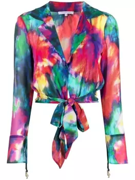 Patrizia Pepe укороченная рубашка с принтом тай-дай, розовый