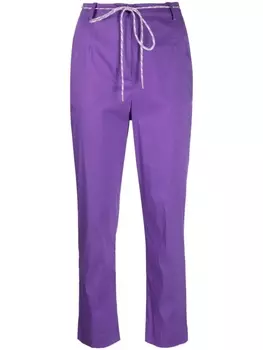Patrizia Pepe укороченные брюки с поясом, фиолетовый