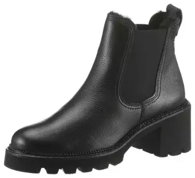 Paul Green Ботинки челси, зимние ботильоны, ботильоны, блочный каблук, профильная подошва, черный