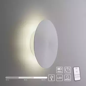 Paul Neuhaus Светодиодный настенный светильник "AKKU PUNTU", 1 лампочка, источник света Светодиодная панель | Светодиод прочно интегрирован 18 см, Высота: 18 см, цвет aluminium