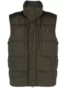 Paul & Shark дутый жилет с нашивкой-логотипом, зеленый