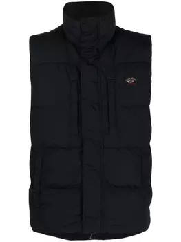 Paul & Shark дутый жилет с нашивкой-логотипом, синий