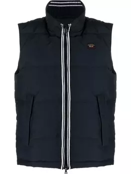 Paul & Shark дутый жилет с нашивкой-логотипом, синий