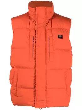 Paul & Shark дутый жилет с нашивкой-логотипом, оранжевый