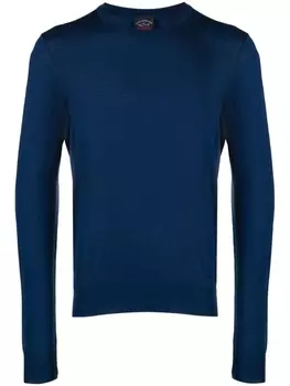 Paul & Shark джемпер тонкой вязки с вышивкой, синий