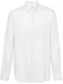 Paul & Shark льняная рубашка в полоску, нейтральный цвет