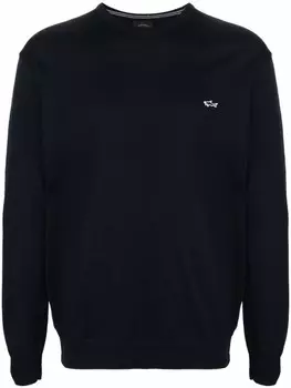 Paul & Shark шерстяной свитер с вышитым логотипом, синий